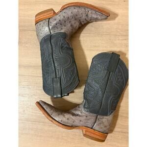 Youth Size 4-4.5 Blue Ostrich Leather Western Cowboy Boots Made in Mexico